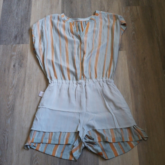 AQUA STRIPED SATIN ROMPER - Picture 14 of 16